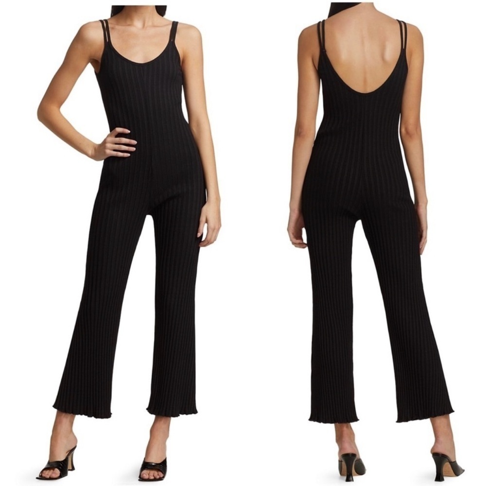 Simon Miller Malo Rib Knit Spaghetti Strap Jumpsuit Black
